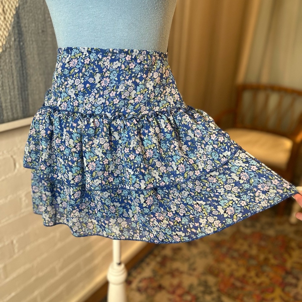 Wild Fable Blue Floral Ruffle Tiered Skirt - Picture 4 of 10